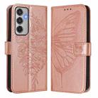 For Samsung Galaxy M35 Embossed Butterfly Leather Phone Case(Rose Gold) - 2