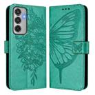 For Samsung Galaxy M35 Embossed Butterfly Leather Phone Case(Green) - 2