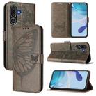 For Samsung Galaxy M56 5G Embossed Butterfly Leather Phone Case(Grey) - 1