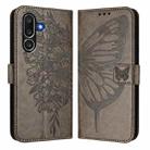 For Samsung Galaxy M56 5G Embossed Butterfly Leather Phone Case(Grey) - 2