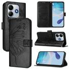 For Xiaomi Poco M7 Pro 5G Global Embossed Butterfly Leather Phone Case(Black) - 1