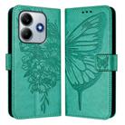 For Xiaomi Poco M7 Pro 5G Global Embossed Butterfly Leather Phone Case(Green) - 2