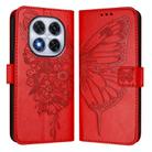 For Xiaomi Poco X7 Embossed Butterfly Leather Phone Case(Red) - 2