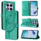 For Xiaomi Poco X7 Embossed Butterfly Leather Phone Case(Green) - 1