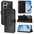 For Xiaomi Poco X7 Pro Embossed Butterfly Leather Phone Case(Black) - 1