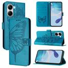 For Xiaomi Poco X7 Pro Embossed Butterfly Leather Phone Case(Blue) - 1