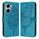 For Xiaomi Poco X7 Pro Embossed Butterfly Leather Phone Case(Blue) - 2