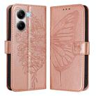 For Xiaomi Poco X7 Pro Embossed Butterfly Leather Phone Case(Rose Gold) - 2