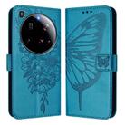 For Xiaomi 15 Ultra Embossed Butterfly Leather Phone Case(Blue) - 2