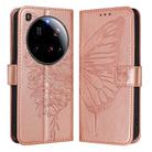 For Xiaomi 15 Ultra Embossed Butterfly Leather Phone Case(Rose Gold) - 2