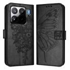 For Xiaomi 15S Pro 5G Embossed Butterfly Leather Phone Case(Black) - 2