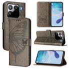 For Xiaomi 15S Pro 5G Embossed Butterfly Leather Phone Case(Grey) - 1