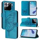 For Xiaomi 15S Pro 5G Embossed Butterfly Leather Phone Case(Blue) - 1