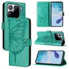 For Xiaomi 15S Pro 5G Embossed Butterfly Leather Phone Case(Green) - 1