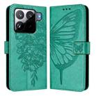For Xiaomi 15S Pro 5G Embossed Butterfly Leather Phone Case(Green) - 2