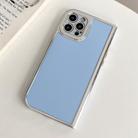 For iPhone 15 Pro Electroplated Solid Color Fine Hole TPU Phone Case(Sky Blue) - 1