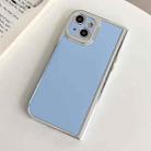 For iPhone 15 Electroplated Solid Color Fine Hole TPU Phone Case(Sky Blue) - 1