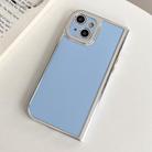 For iPhone 14 Plus Electroplated Solid Color Fine Hole TPU Phone Case(Sky Blue) - 1