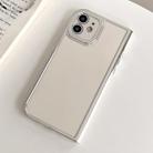 For iPhone 12 Electroplated Solid Color Fine Hole TPU Phone Case(White) - 1