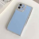 For iPhone 12 Electroplated Solid Color Fine Hole TPU Phone Case(Sky Blue) - 1