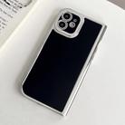 For iPhone 12 Electroplated Solid Color Fine Hole TPU Phone Case(Black) - 1