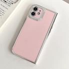 For iPhone 12 Electroplated Solid Color Fine Hole TPU Phone Case(Pink) - 1