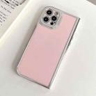 For iPhone 12 Pro Max Electroplated Solid Color Fine Hole TPU Phone Case(Pink) - 1