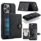 For iPhone 16 Pro JEEHOOD J01 Retro Magnetic Detachable Wallet Phone Case(Black) - 1