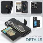 For iPhone 16 Pro JEEHOOD J01 Retro Magnetic Detachable Wallet Phone Case(Black) - 2