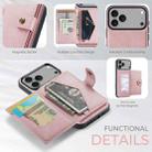 For iPhone 17 Pro Max JEEHOOD J01 Retro Magnetic Detachable Wallet Phone Case(Pink) - 2