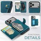 For iPhone 17 Pro JEEHOOD J01 Retro Magnetic Detachable Wallet Phone Case(Blue) - 2