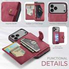 For iPhone 17 Pro JEEHOOD J01 Retro Magnetic Detachable Wallet Phone Case(Red) - 2
