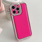 For iPhone 15 Pro Max Electroplated Edge Frosted Leather TPU Phone Case(Rose Red) - 1