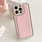 For iPhone 15 Pro Electroplated Edge Frosted Leather TPU Phone Case(Pink) - 1