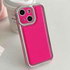 For iPhone 15 Plus Electroplated Edge Frosted Leather TPU Phone Case(Rose Red) - 1