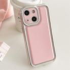 For iPhone 15 Electroplated Edge Frosted Leather TPU Phone Case(Pink) - 1