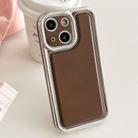 For iPhone 14 Plus Electroplated Edge Frosted Leather TPU Phone Case(Coffee Color) - 1