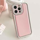 For iPhone 14 Pro Electroplated Edge Frosted Leather TPU Phone Case(Pink) - 1