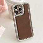 For iPhone 14 Pro Max Electroplated Edge Frosted Leather TPU Phone Case(Coffee Color) - 1