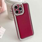 For iPhone 13 Pro Max Electroplated Edge Frosted Leather TPU Phone Case(Wine Red) - 1