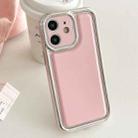 For iPhone 12 Electroplated Edge Frosted Leather TPU Phone Case(Pink) - 1