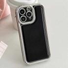 For iPhone 11 Pro Max Electroplated Edge Frosted Leather TPU Phone Case(Black) - 1