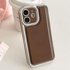 For iPhone 11 Electroplated Edge Frosted Leather TPU Phone Case(Coffee Color) - 1