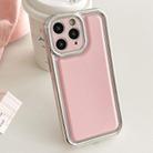 For iPhone 11 Pro Electroplated Edge Frosted Leather TPU Phone Case(Pink) - 1