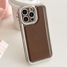 For iPhone 16 Pro Electroplated Edge Frosted Leather TPU Phone Case(Coffee Color) - 1