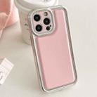 For iPhone 16 Pro Electroplated Edge Frosted Leather TPU Phone Case(Pink) - 1