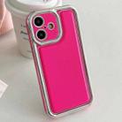 For iPhone 16 Plus Electroplated Edge Frosted Leather TPU Phone Case(Rose Red) - 1
