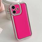 For iPhone 16 Electroplated Edge Frosted Leather TPU Phone Case(Rose Red) - 1