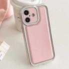 For iPhone 16 Electroplated Edge Frosted Leather TPU Phone Case(Pink) - 1