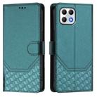 For T-Mobile Revvl 7 Honeycomb Embossing RFID Leather Phone Case(Peacock Green) - 2